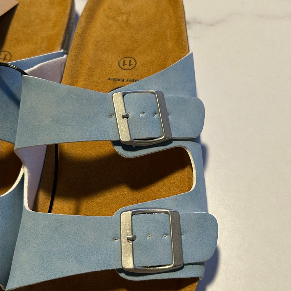 Sky Blue Cork Sandals with Dual Buckles - Picture 3 of 3